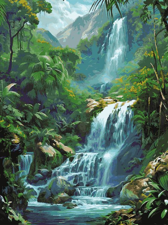 Картина по номерам без подрамника «Водопад» 130x100 см