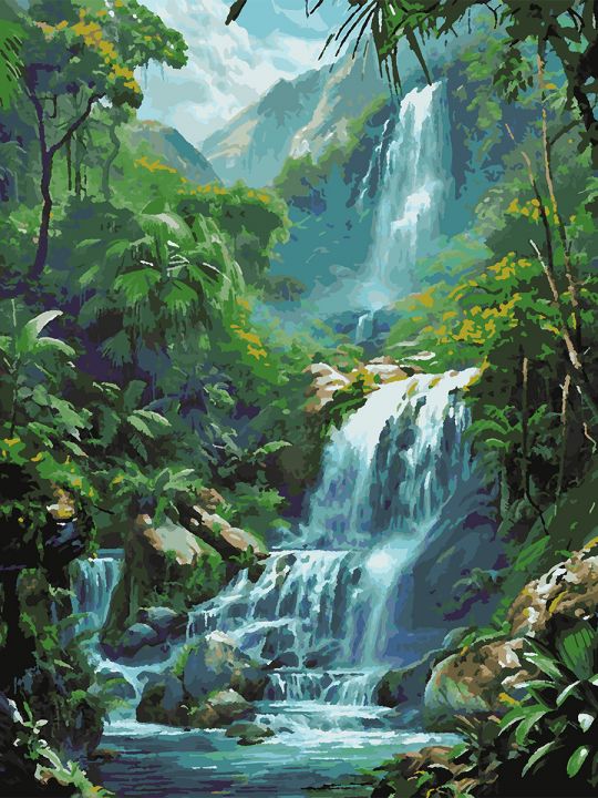 Картина по номерам без подрамника «Водопад» 80x60 см