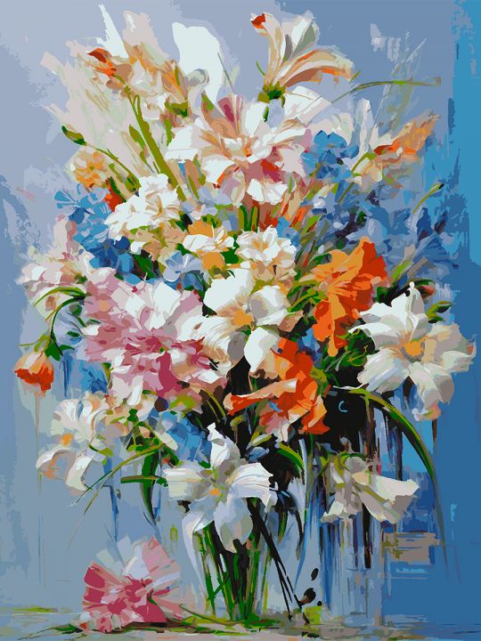 Картина по номерам без подрамника «Букет в вазе» 130x100 см