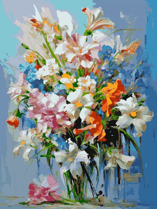 Картина по номерам без подрамника «Букет в вазе» 80x60 см