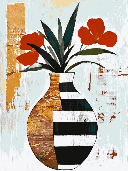 Картина по номерам без подрамника «Красные цветы» 90x70 см