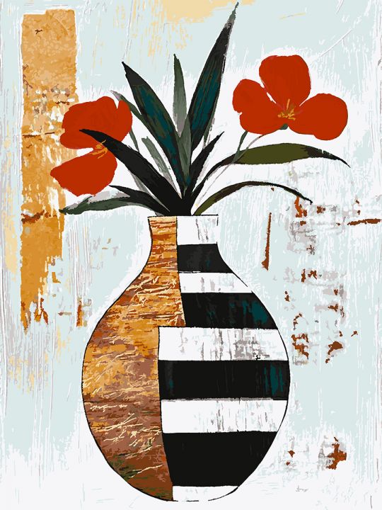 Картина по номерам без подрамника «Красные цветы» 130x100 см