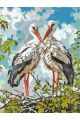 Картина по номерам без подрамника «Аисты» 80x60 см