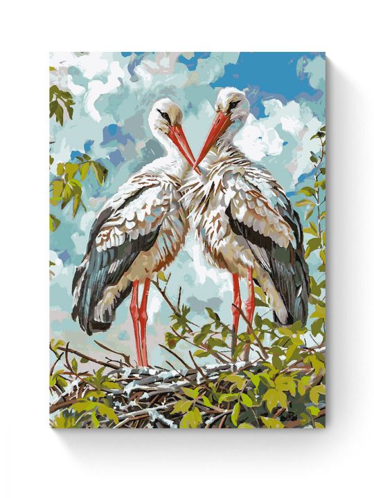 Картина по номерам на подрамнике «Аисты» 90x70 см