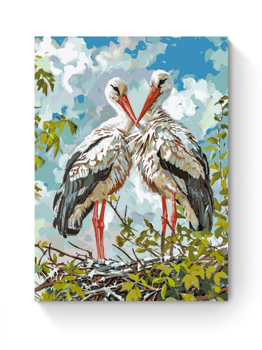 Картина по номерам на подрамнике «Аисты» 80x60 см