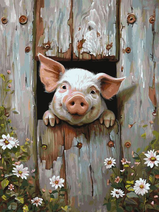 Картина по номерам без подрамника «Поросёнок» 130x100 см