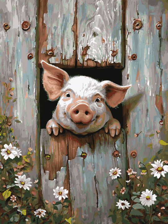 Картина по номерам без подрамника «Поросёнок» 80x60 см