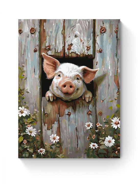 Картина по номерам на подрамнике «Поросёнок» 90x70 см