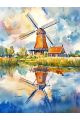 Алмазная мозаика без подрамника «Мельница» 25x20 см