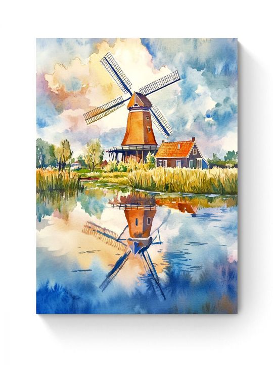 Алмазная мозаика на подрамнике «Мельница» 40x30 см