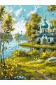 Картина по номерам на подрамнике «Храм у реки» 80x60 см