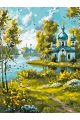 Картина по номерам без подрамника «Храм у реки» 80x60 см