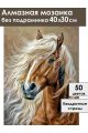 Алмазная мозаика без подрамника «Конь Булат» 40x30 см