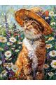 Алмазная мозаика без подрамника «Кот художник» 50x40 см, 47 цветов