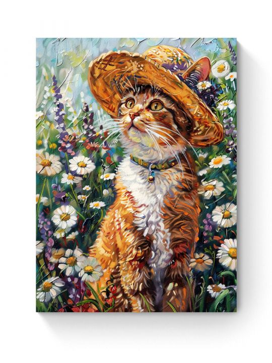 Алмазная мозаика на подрамнике «Кот художник» 80x60 см