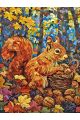 Алмазная мозаика без подрамника «Белка и орехи» 130x100 см
