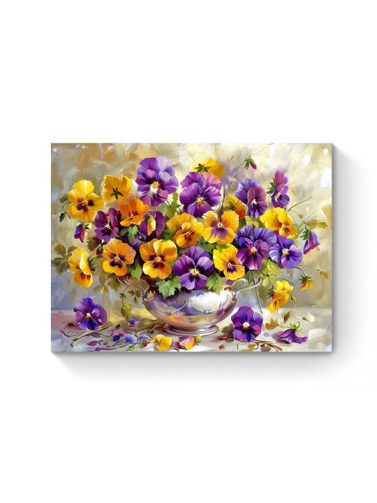 Алмазная мозаика на подрамнике «Анютины глазки» 80x60 см