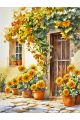 Алмазная мозаика без подрамника «Цветочный двор» 80x60 см