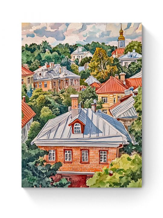 Алмазная мозаика на подрамнике «Городок» 50x40 см