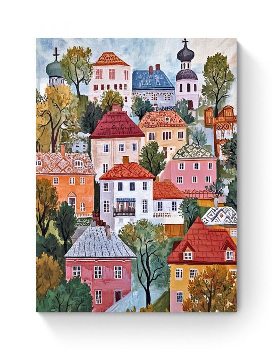 Алмазная мозаика на подрамнике «Городок» 50x40 см