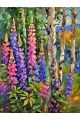 Алмазная мозаика без подрамника «Люпины в лесу» 80x60 см