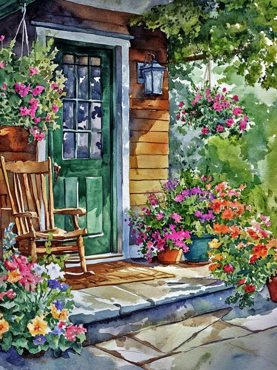 Алмазная мозаика без подрамника «Цветочный двор» 25x20 см