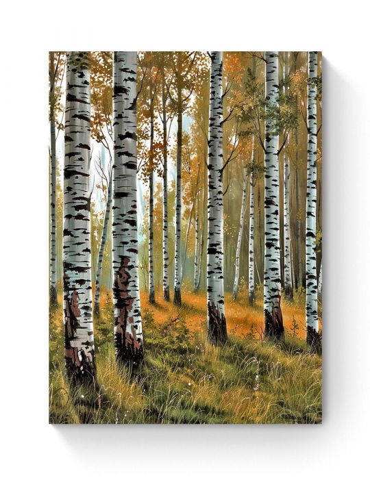 Алмазная мозаика на подрамнике «Берёзовый лес» 80x60 см