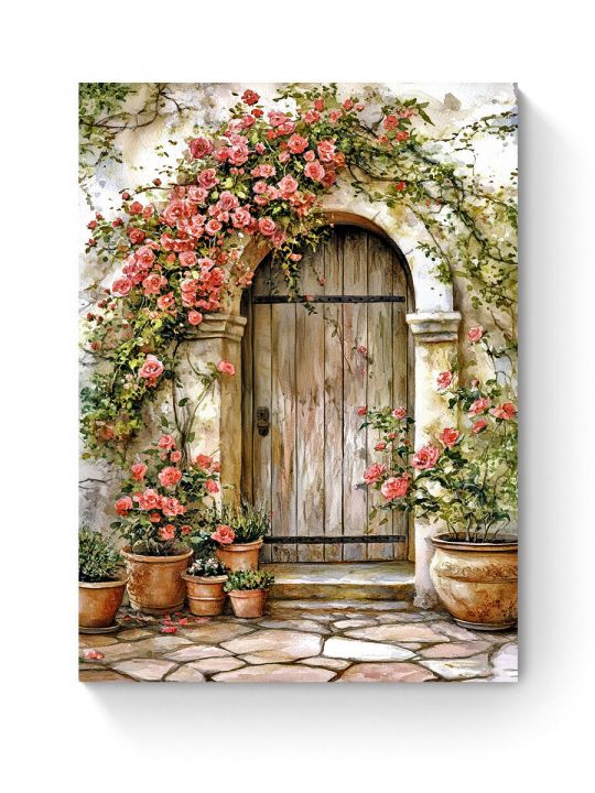 Алмазная мозаика на подрамнике «Цветочный двор» 40x30 см