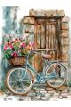 Алмазная мозаика без подрамника «Ретро велосипед» 70x50 см