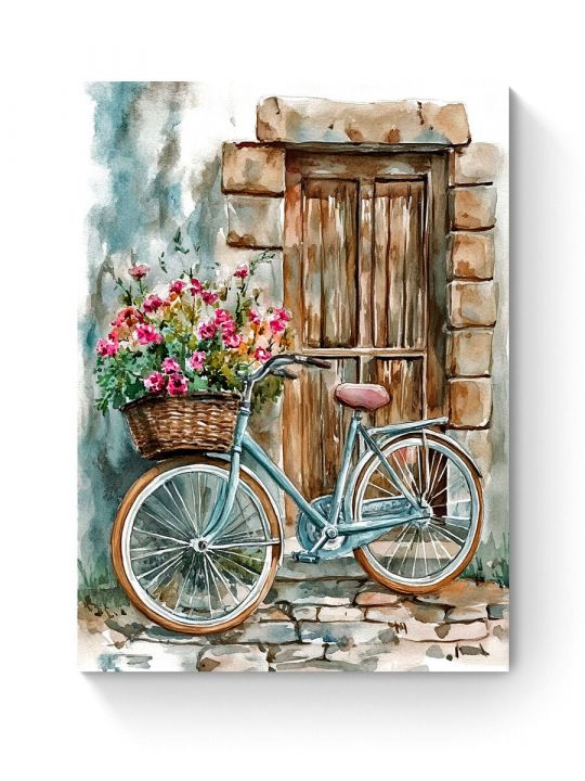 Алмазная мозаика на подрамнике «Ретро велосипед» 90x70 см