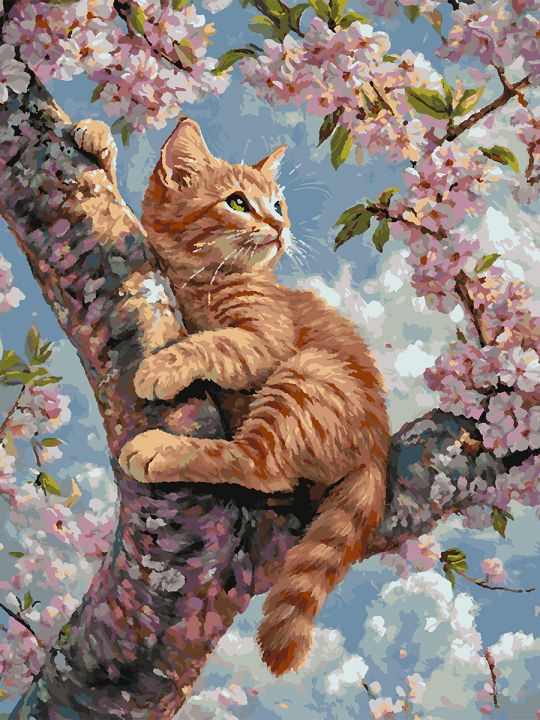 Картина по номерам без подрамника «Рыжий котёнок» 80x60 см