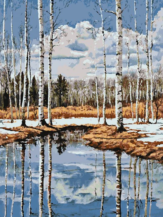 Картина по номерам без подрамника «Ранняя весна» 80x60 см