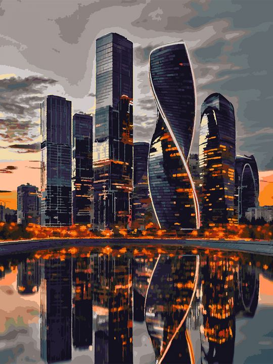 Картина по номерам без подрамника «Небоскребы» 130x100 см