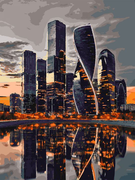 Картина по номерам без подрамника «Небоскребы» 80x60 см