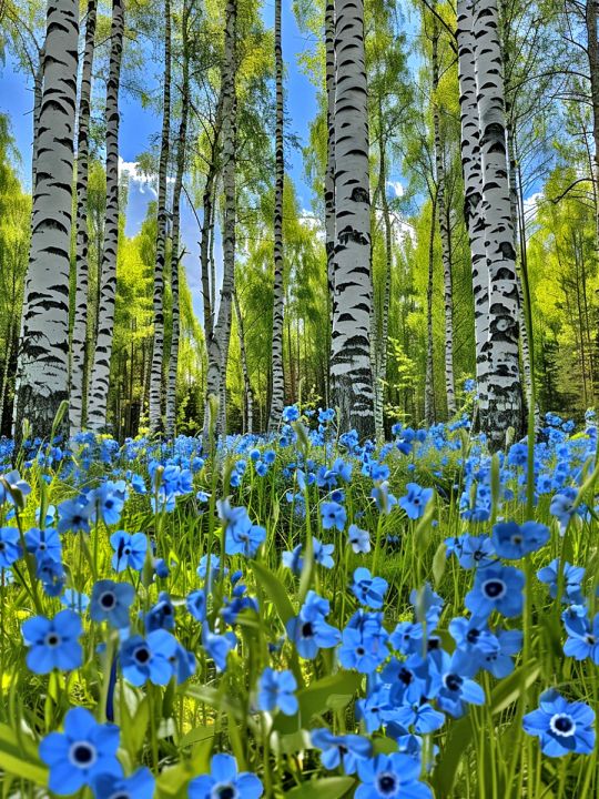 Алмазная мозаика без подрамника «Лес в цветах» 25x20 см