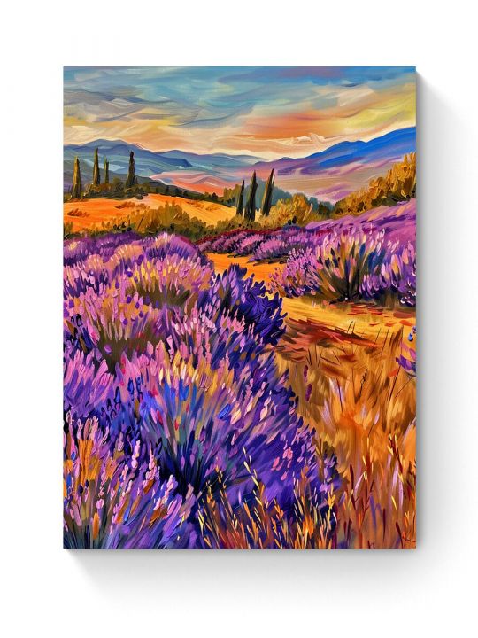 Алмазная мозаика на подрамнике «Лавандовое поле» 70x50 см