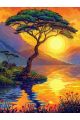 Алмазная мозаика без подрамника «Закат в саванне» 60x45 см