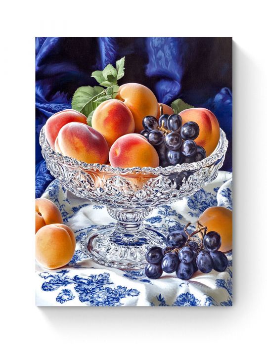 Алмазная мозаика на подрамнике «Персики в вазе» 60x45 см