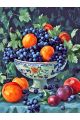 Алмазная мозаика без подрамника «Виноград в вазе» 50x40 см