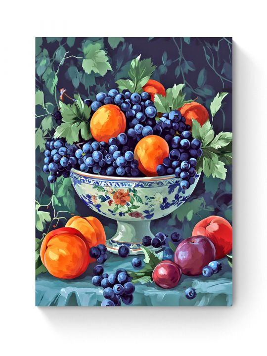 Алмазная мозаика на подрамнике «Виноград в вазе» 40x30 см