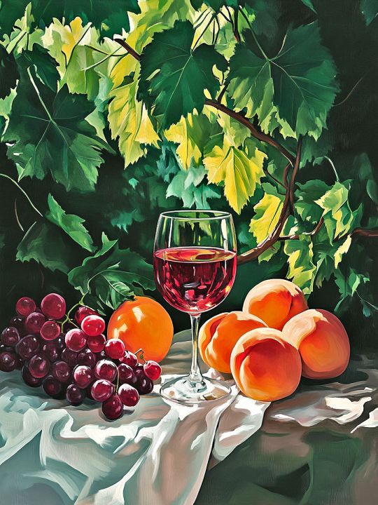 Алмазная мозаика без подрамника «Бокал напитка» 80x60 см