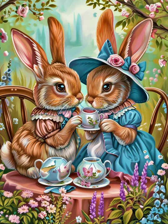 Алмазная мозаика без подрамника «Милое чаепитие» 90x70 см