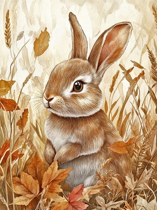 Алмазная мозаика без подрамника «Милый зайка» 50x40 см