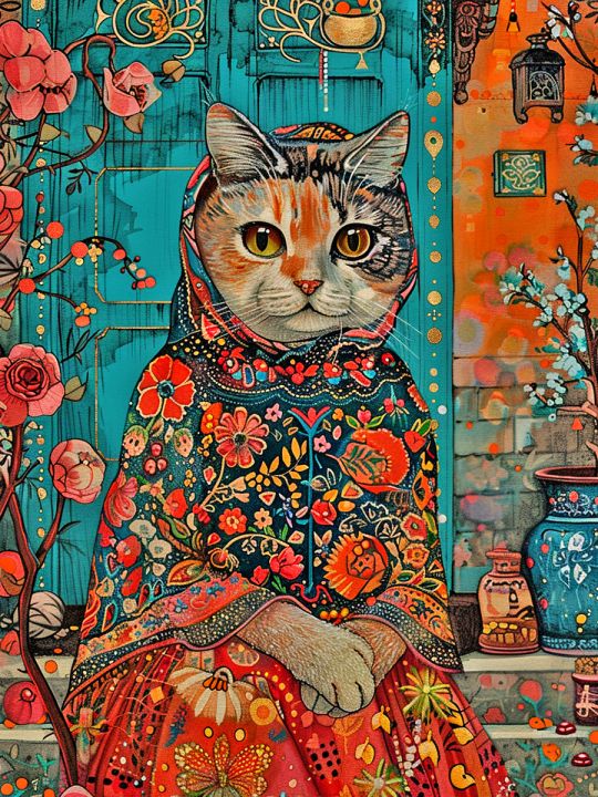 Алмазная мозаика без подрамника «Кошка Матрешка» 130x100 см