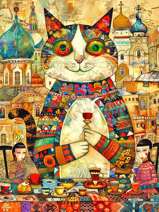 Алмазная мозаика без подрамника «Кот Мурлыка» 80x60 см