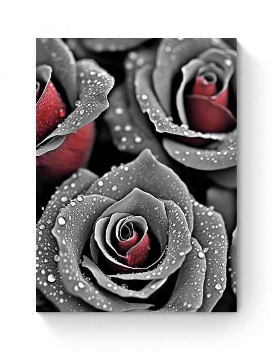 Алмазная мозаика на подрамнике «Черные розы» 60x45 см