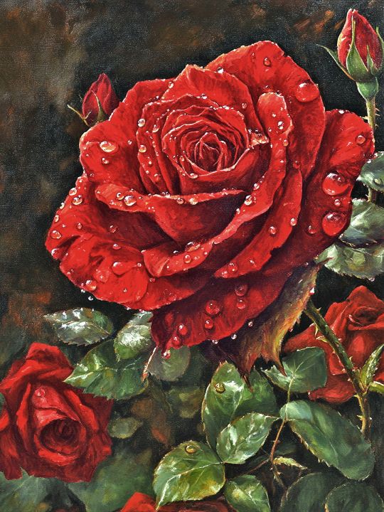 Алмазная мозаика без подрамника «Королева цветов» 25x20 см