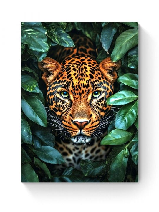 Алмазная мозаика на подрамнике «Взгляд леопарда» 35x25 см