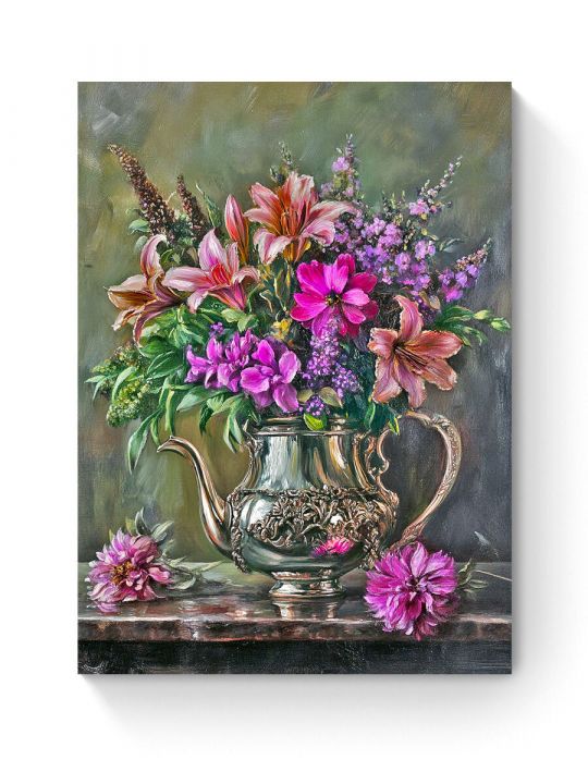 Алмазная мозаика на подрамнике «Кувшин цветов» 80x60 см