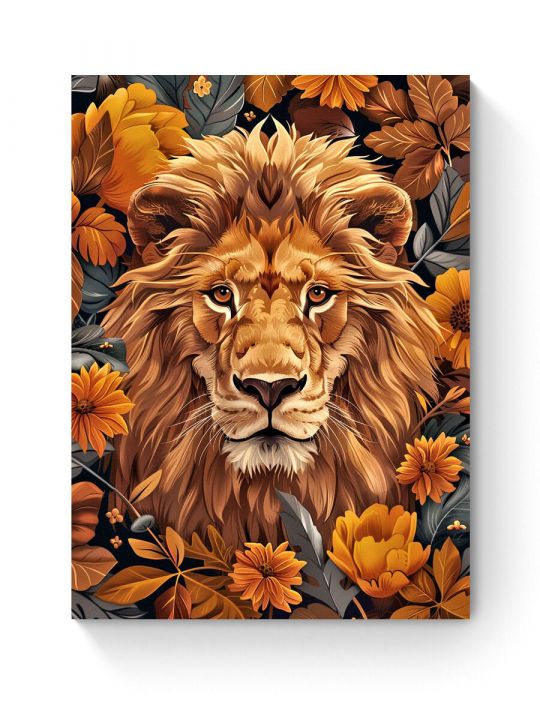 Алмазная мозаика на подрамнике «Осенний лев» 50x40 см